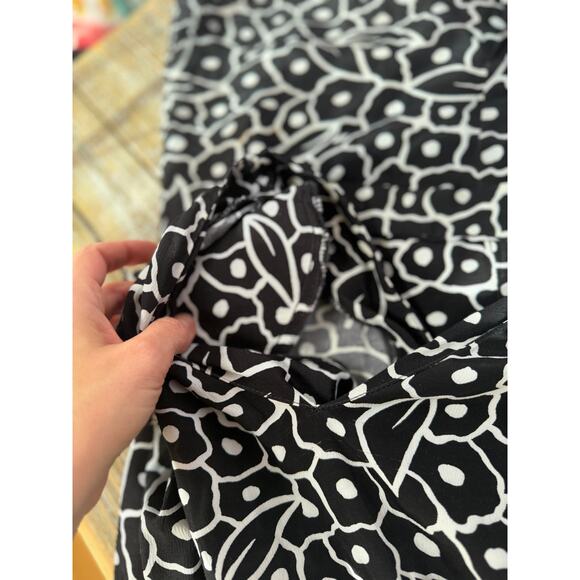 Vintage Jackie Bernard Dress Mid Length Floral Date Night Black White Womens 4 - Picture 11 of 12